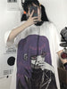 Summer Gothic Graphic T Shirt Women Harajuku Anime Print Tee Japan 2023 Goth Top Vintage Oversize Streetwear Alt Clothes