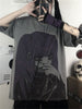 Summer Gothic Graphic T Shirt Women Harajuku Anime Print Tee Japan 2023 Goth Top Vintage Oversize Streetwear Alt Clothes
