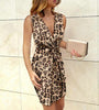Summer Grain Sexy Deep V-Neck Kink Leopard Print Slim Dress Skirt Work Women For Mini Suit Blazer Business Tailleurs Jupes