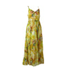 Summer Green/Pink/Yellow Printed Chiffon Long Dress Women Sexy V-Neck Open Back High Waist Bandage Beach Maxi Vestidos Female