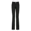 Summer Harajuku Slim Low Waist Flare PantsVintage Street Gothic Capris Pants 2000S Aesthetic Black Trousers Y2K