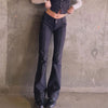 Summer Harajuku Slim Low Waist Flare PantsVintage Street Gothic Capris Pants 2000S Aesthetic Black Trousers Y2K