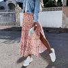Summer High Waist Long Print Skirt Floral Split 2023 Women Casual Chiffon Beach Faldas Female Boho Elastic Waist Holiday Skirts