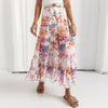 Summer High Waist Long Print Skirt Floral Split 2023 Women Casual Chiffon Beach Faldas Female Boho Elastic Waist Holiday Skirts