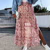 Summer High Waist Long Print Skirt Floral Split 2023 Women Casual Chiffon Beach Faldas Female Boho Elastic Waist Holiday Skirts
