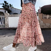 Summer High Waist Long Print Skirt Floral Split 2023 Women Casual Chiffon Beach Faldas Female Boho Elastic Waist Holiday Skirts