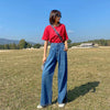 Summer Hole Ripped Jeans For Women High Waist Denim Jeans harem Pants for Female Cool Wide Leg Full Length Blue Trousers