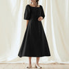 Summer Holiday Elegant Sundress ZANZEA Women Square Neck Buttons Robe Puff Sleeve Solid Vestidos Casual Midi Femme