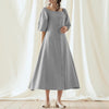 Summer Holiday Elegant Sundress ZANZEA Women Square Neck Buttons Robe Puff Sleeve Solid Vestidos Casual Midi Femme