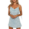 Summer Sexy Female Floral V Neck Stylish Mini Ruffles Sleeveless Backless Strappy Mini Dresses Sundress Dress for Women 2023
