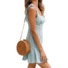 Summer Kawaii Mini Dress 2022 Girl Sweet Bow Ruffles Sundress Women Female Spaghetti Strap Beach Backless Jurken Plus Size GV782