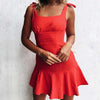 Summer Kawaii Mini Dress 2022 Girl Sweet Bow Ruffles Sundress Women Female Spaghetti Strap Beach Backless Jurken Plus Size GV782