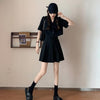 Summer Korean Version Temperament Suit Short Jacket Loose Small High School Waist Pleated Skirt Preppy Style Two-piece Set