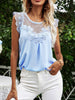 Summer Lacework Hollow Out Tanks Women Patchwork Sleeveless T-Shirts Loose Black Strap Camisole Casual Tops Female Solid Tees