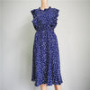Summer Ladies Elegant Dot Print Chic Dress Women 2023 Casual Butterfly Sleeve Ruffles Medium Long Chiffon Dress