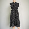 Summer Ladies Elegant Dot Print Chic Dress Women 2023 Casual Butterfly Sleeve Ruffles Medium Long Chiffon Dress
