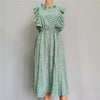 Summer Ladies Elegant Dot Print Chic Dress Women 2023 Casual Butterfly Sleeve Ruffles Medium Long Chiffon Dress