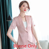 Summer Ladies Pink Blazer Women Bussiness Suits Skirt and Jacket Sets Short Sleeve Work Wear Office Uniform Styles