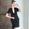 Summer Ladies Pink Blazer Women Bussiness Suits Skirt and Jacket Sets Short Sleeve Work Wear Office Uniform Styles