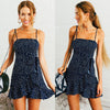Summer Ladies Women Ruffle Beach Casual Party Dresses Club Short Mini Dress Ruched Sleeveless Sundress Ladies Summer Clothing