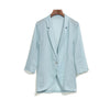 Summer Linen Blazer Jacket Women Candy Casual Blue Silk Bolero Women Kawaii Runway Designer Ladies Blazers Plus Size 60X008