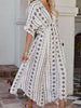 Summer Long Beach Sundress Women Boho Print Maxi Dress Short Sleeve V Neck Loose Dress Female High Waist Casual Dress