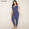 Summer Loose 5XL 6XL Plus Size Women Jumpsuits casual 2022 sleeveless Deep V-neck sling Jumpsuit Big Large Size Casual Rompers
