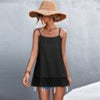Summer Loose Camisoles Women Double Layer Sleeveless Strap Tops Female Sexy Backless Beach Camis Solid Off Shoulder Tops