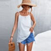 Summer Loose Camisoles Women Double Layer Sleeveless Strap Tops Female Sexy Backless Beach Camis Solid Off Shoulder Tops