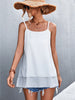 Summer Loose Camisoles Women Double Layer Sleeveless Strap Tops Female Sexy Backless Beach Camis Solid Off Shoulder Tops