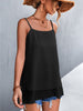 Summer Loose Camisoles Women Double Layer Sleeveless Strap Tops Female Sexy Backless Beach Camis Solid Off Shoulder Tops