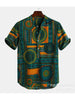 Summer Loose Shirt Men Color Ethnic Geometry Print Short Sleeve Pullover Casual Shirt Male Social Business Button Down Shirt Top