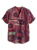 Summer Loose Shirt Men Color Ethnic Geometry Print Short Sleeve Pullover Casual Shirt Male Social Business Button Down Shirt Top