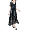 Summer Loose Vintage Black Chiffon Maxi Dress 2022 Elegant Female 4XL Plus Size Print Midi Sundress Party Bodycon Runway Vestido