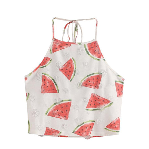 Summer Lovely Thank Top Cactus Ice cr Watermelon fruit Print 3D Sleeveless Crop Top Sexy Camisole Slim Vest