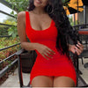Summer Low Neck Dress Women's long Sleeve Sleeveless Tank Top Bodycon Mini Club Dress Dresses Casual Elegant Sheath Slim Dress
