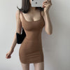 Summer Low Neck Dress Women's long Sleeve Sleeveless Tank Top Bodycon Mini Club Dress Dresses Casual Elegant Sheath Slim Dress