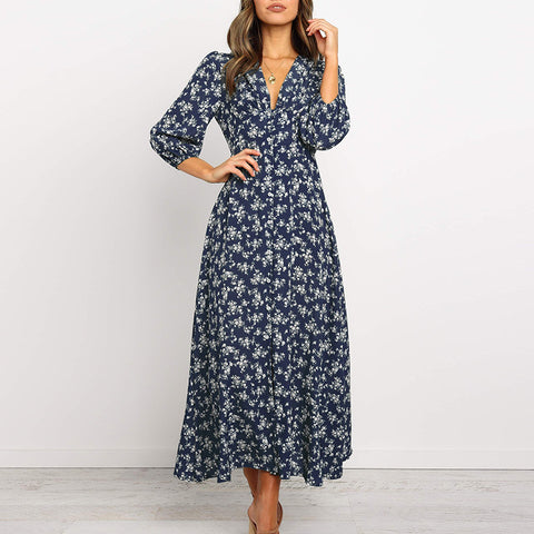 Summer Maxi Long Dress Women 2023 Floral Print Boho Chiffon Female Dresses Wrap Casual V-Neck Sexy Party Beach Longue Robe