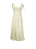 Summer Midi Floral Dress Women Sexy Backless Slip Dress V Neck Lace-up Split Dress Sleeveless White Print Woman Dress