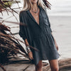 Summer Mini Dress Women Navy Blue Women Casual Solid Color Long Sleeve Pocket Loose Dress Street wear xxxl vestidos 2023
