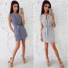 Summer New 2022 Women Striped Sashes Slim Sheath Dress Casual V-neck Sleeveless Mini A-Line Dresses Office Lady Female Vestidos