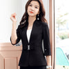 Summer Business Stand Collar Blazer Women Half Sleeve Slim Temperament Jacket OL Casual Ladies Coat