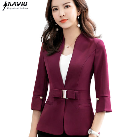 Summer Business Stand Collar Blazer Women Half Sleeve Slim Temperament Jacket OL Casual Ladies Coat