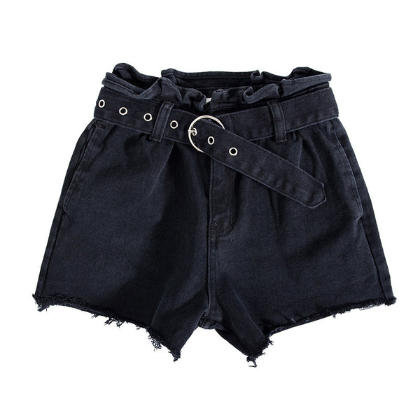 Summer New Edge High Waist Belt Women's Cowboy Shorts Cowboy Woman Denim Shorts