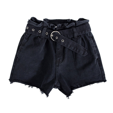 Summer New Edge High Waist Belt Women's Cowboy Shorts Cowboy Woman Denim Shorts