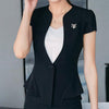 Summer New Elegant Women Blazer  Formal Slim Short Sleeve Jacket Office Ladies Plus Size V-neck Patchwork Casual Clothing