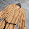 Summer Women's short Sleeve V Neck Temperament Cardigan Dress Slim Thin Mid-length Shirt Dresses