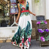 Summer  Lady Floral Boho Beach V Neck Print Dress Evening Party Sundress Long Dresses