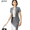 Summer Professional Suit Women Short Sleeve Interview Slim Blazer and Skirt Office Ladies Work Wear