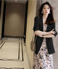 Summer Style Thin Women's Suit Skirt 2-piece Large Size M-5XL Elegant Pink Jacket  Printed Suspender Skirt